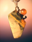 Sterling Silver/Golden Moonstone/Agate Pendant