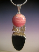 Sterling Silver/Rhodochrosite/Onyx Pendant