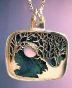 Sterling Silver/Artisan Glass/Mother of Pearl Pendant